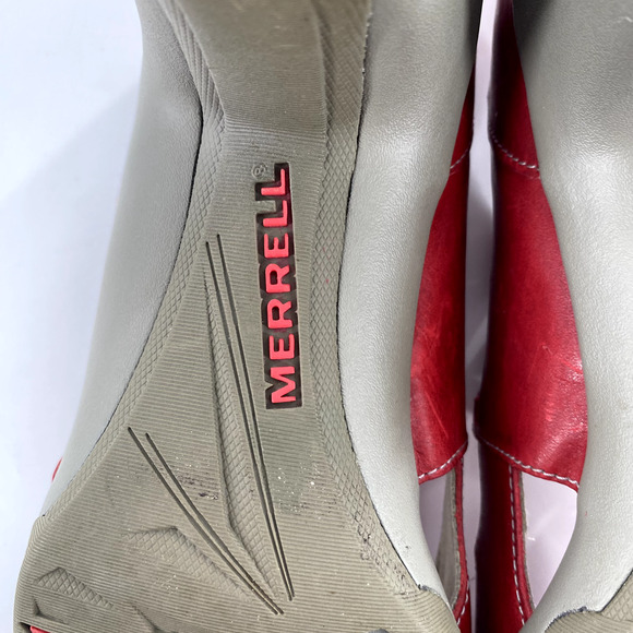 Merrell Cycling Evera MJ Sunset Peep Toe Pumps Heels Womens Sz 8 Red Leather - Picture 5 of 8